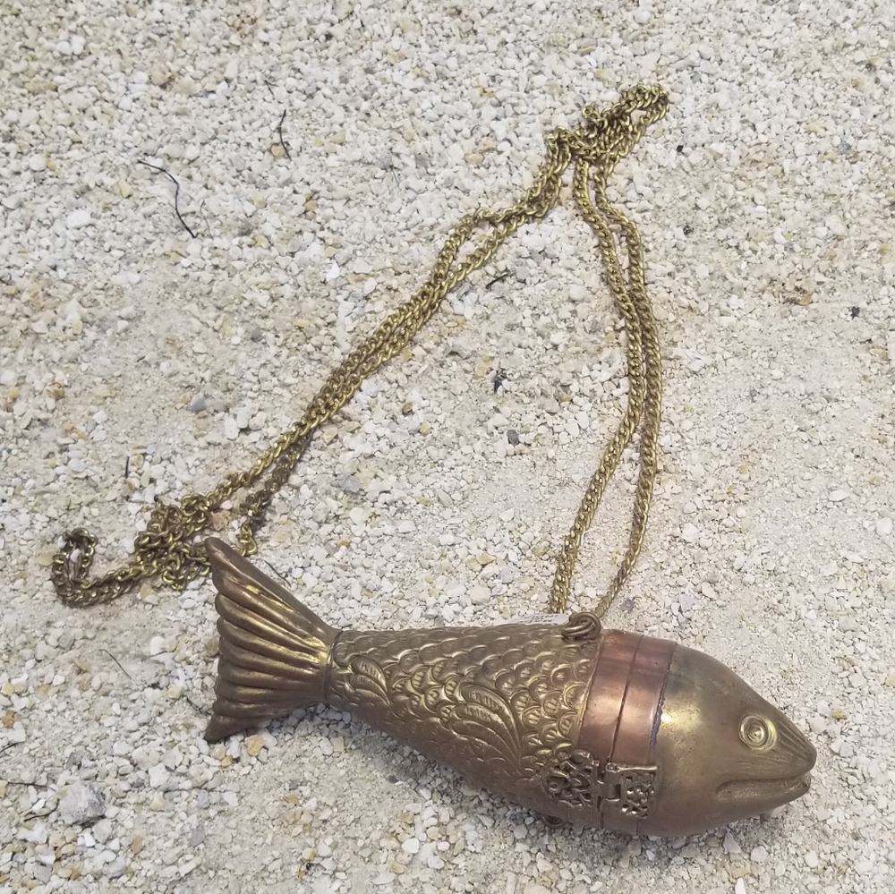 Vintage Brass and Copper Fish Purse